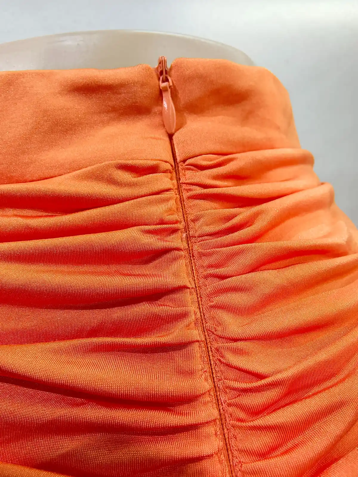 Orange Ruched Bodycon Skirt - N/A bottoms available at theGirlyZone Kampala